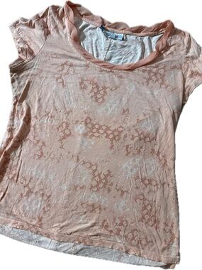 Jennifer Lopez Peach and Light Pink Short Sleeve Printed Tee